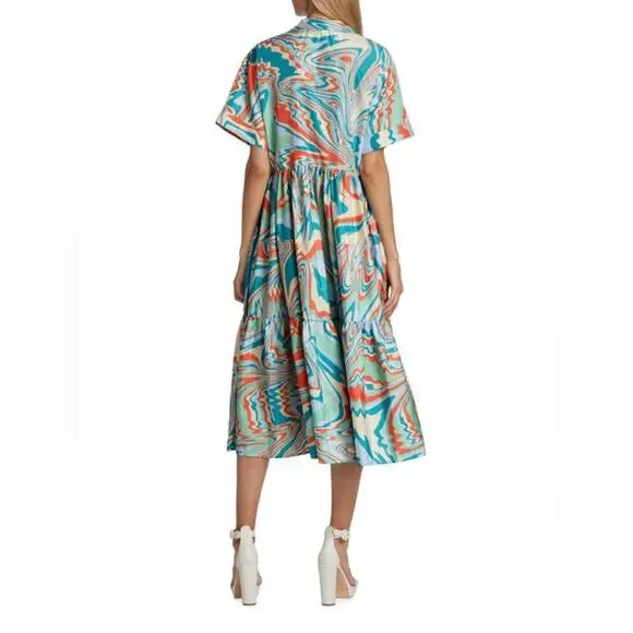 Kimberly Goldson Short Sleeve Retro Abstract Print Dress Small Vintage Style - Picture 3 of 7